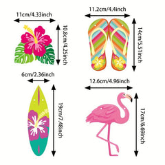 Hawaiian Decorative Flags Flamingo Flowers Seaside Party Decorations