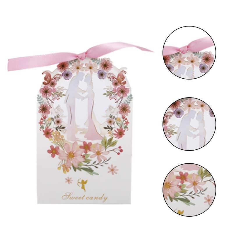 10pcs Floral Candy Box Bowknot Gift Wedding Cardboard Small Paper Box