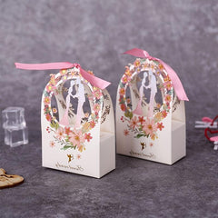 10pcs Floral Candy Box Bowknot Gift Wedding Cardboard Small Paper Box