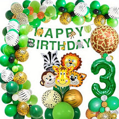 Jungle 1st Birthday Decoration Kit - Banner & Balloons