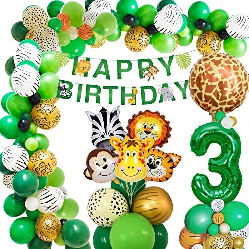 Jungle 1st Birthday Decoration Kit - Banner & Balloons
