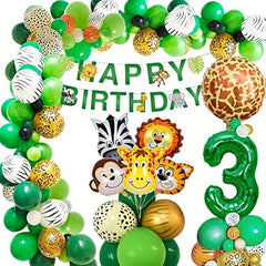 Jungle 1st Birthday Decoration Kit - Banner & Balloons