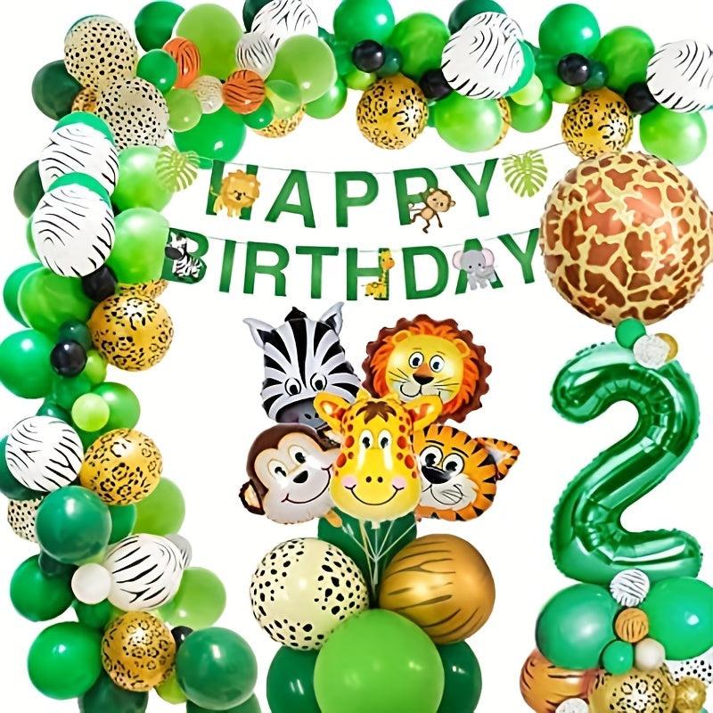 Jungle 1st Birthday Decoration Kit - Banner & Balloons