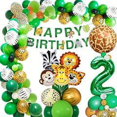 Jungle 1st Birthday Decoration Kit - Banner & Balloons