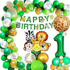 Jungle 1st Birthday Decoration Kit - Banner & Balloons