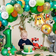 Jungle 1st Birthday Decoration Kit - Banner & Balloons