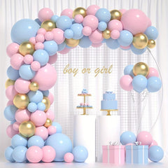 142pcs Pink & Gold Gender Reveal Balloons Kit