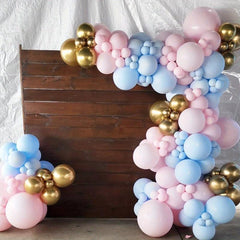 142pcs Pink & Gold Gender Reveal Balloons Kit