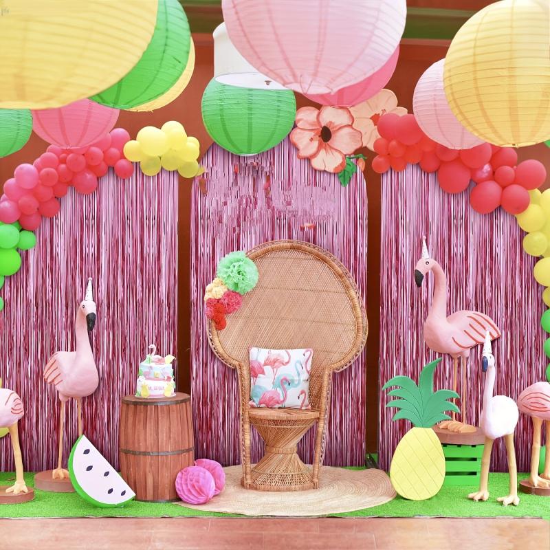 Pink Foil Fringe Curtain 4x8 Feet Pack Of 2 Valentines Baby Shower Decorations