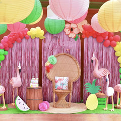 Pink Foil Fringe Curtain 4x8 Feet Pack Of 2 Valentines Baby Shower Decorations