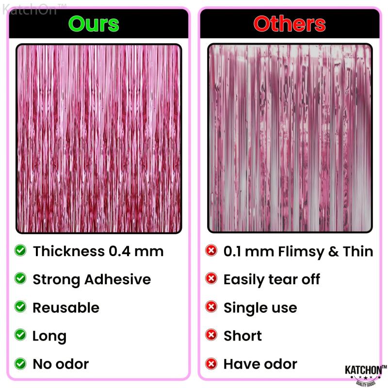 Pink Foil Fringe Curtain 4x8 Feet Pack Of 2 Valentines Baby Shower Decorations
