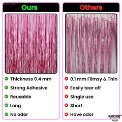 Pink Foil Fringe Curtain 4x8 Feet Pack Of 2 Valentines Baby Shower Decorations
