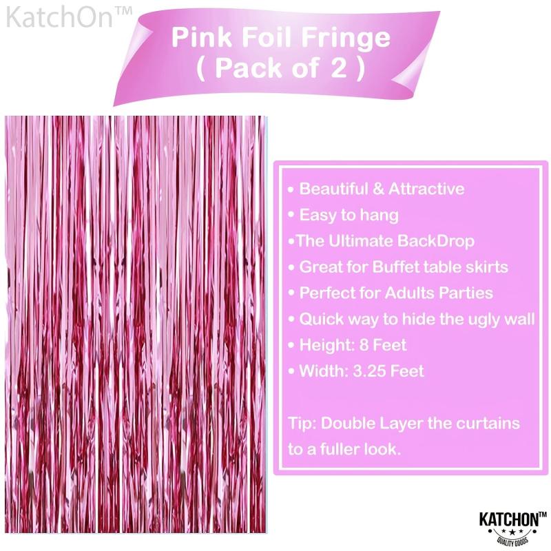 Pink Foil Fringe Curtain 4x8 Feet Pack Of 2 Valentines Baby Shower Decorations