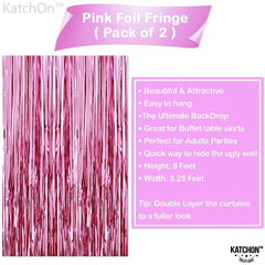 Pink Foil Fringe Curtain 4x8 Feet Pack Of 2 Valentines Baby Shower Decorations