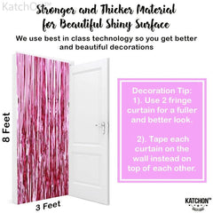 Pink Foil Fringe Curtain 4x8 Feet Pack Of 2 Valentines Baby Shower Decorations