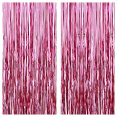 Pink Foil Fringe Curtain 4x8 Feet Pack Of 2 Valentines Baby Shower Decorations