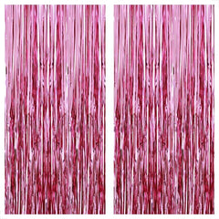 Pink Foil Fringe Curtain 4x8 Feet Pack Of 2 Valentines Baby Shower Decorations