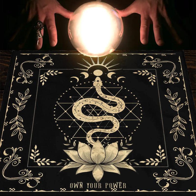 Own Your Power Altar Cloth Moon Phase Snake Tarot Reading Cloth
