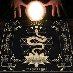 Own Your Power Altar Cloth Moon Phase Snake Tarot Reading Cloth
