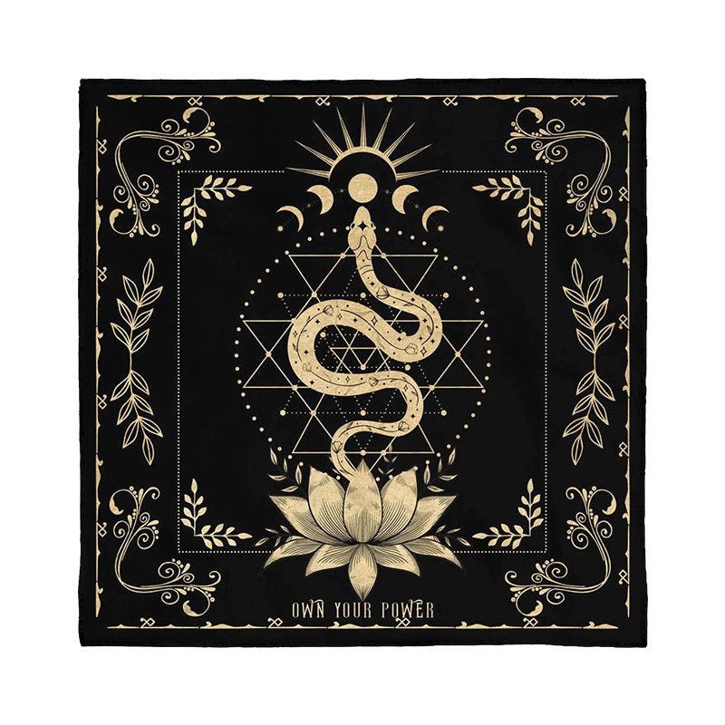 Own Your Power Altar Cloth Moon Phase Snake Tarot Reading Cloth