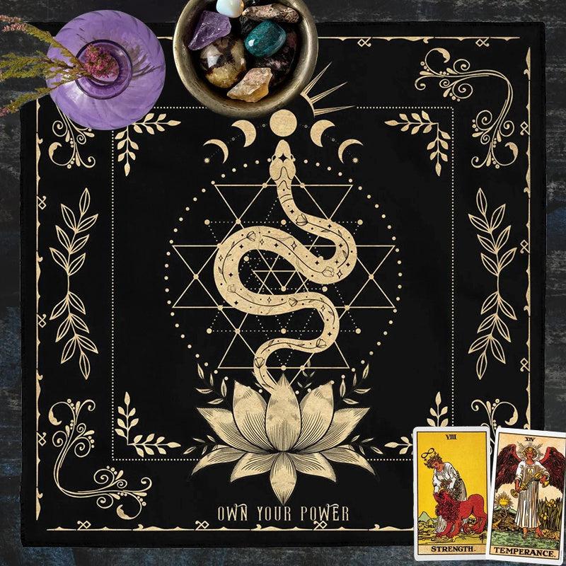 Own Your Power Altar Cloth Moon Phase Snake Tarot Reading Cloth