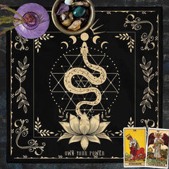 Own Your Power Altar Cloth Moon Phase Snake Tarot Reading Cloth