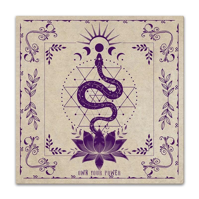 Own Your Power Altar Cloth Moon Phase Snake Tarot Reading Cloth