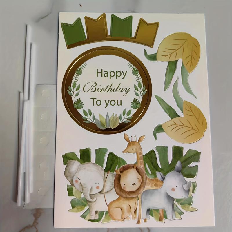 7pcs Tropical Forest Animal Cake Toppers for Birthdays, Weddings, Theme Parties