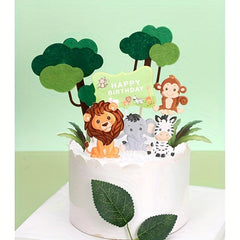 7pcs Tropical Forest Animal Cake Toppers for Birthdays, Weddings, Theme Parties