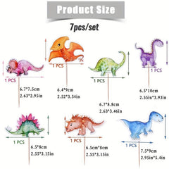 7pcs Dinosaur Cupcake Toppers for Birthday Party Baby Shower Decor