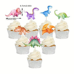 7pcs Dinosaur Cupcake Toppers for Birthday Party Baby Shower Decor