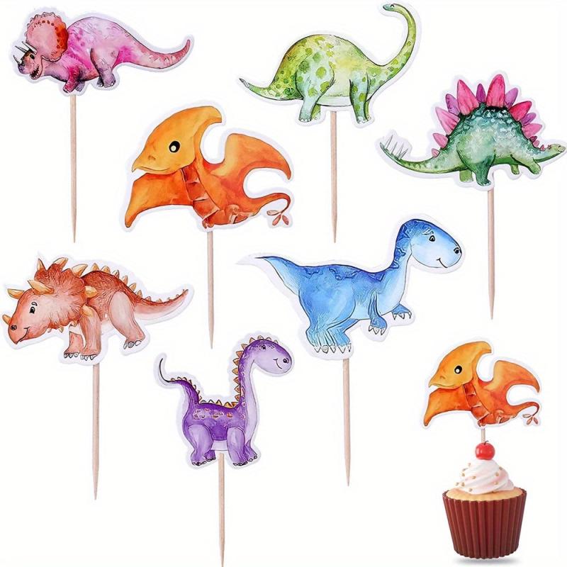 7pcs Dinosaur Cupcake Toppers for Birthday Party Baby Shower Decor