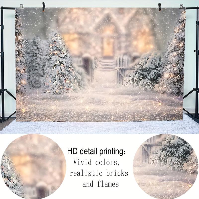 Winter Snow Christmas Tree Photography Backdrop