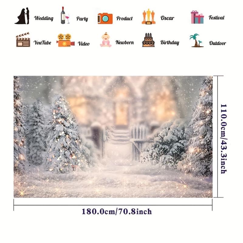 Winter Snow Christmas Tree Photography Backdrop