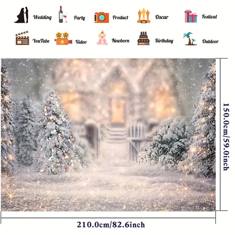 Winter Snow Christmas Tree Photography Backdrop