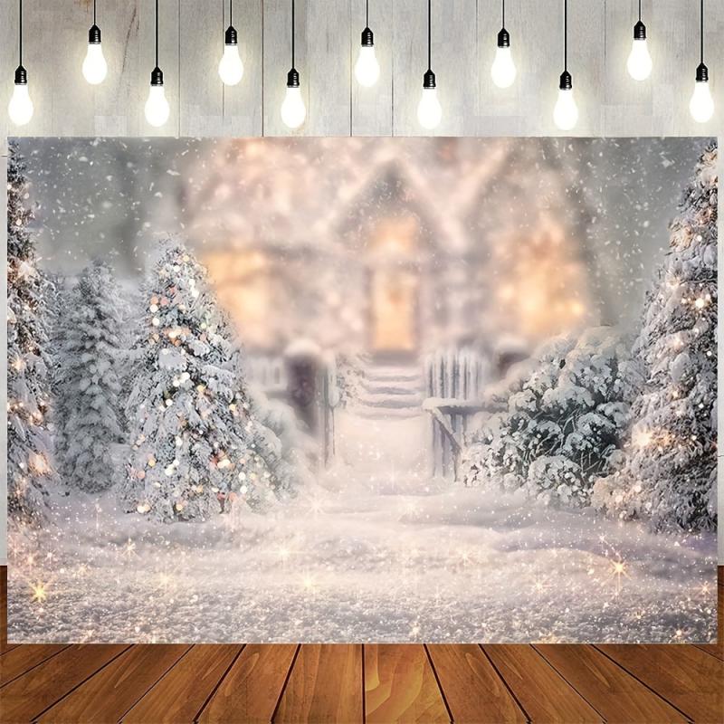 Winter Snow Christmas Tree Photography Backdrop