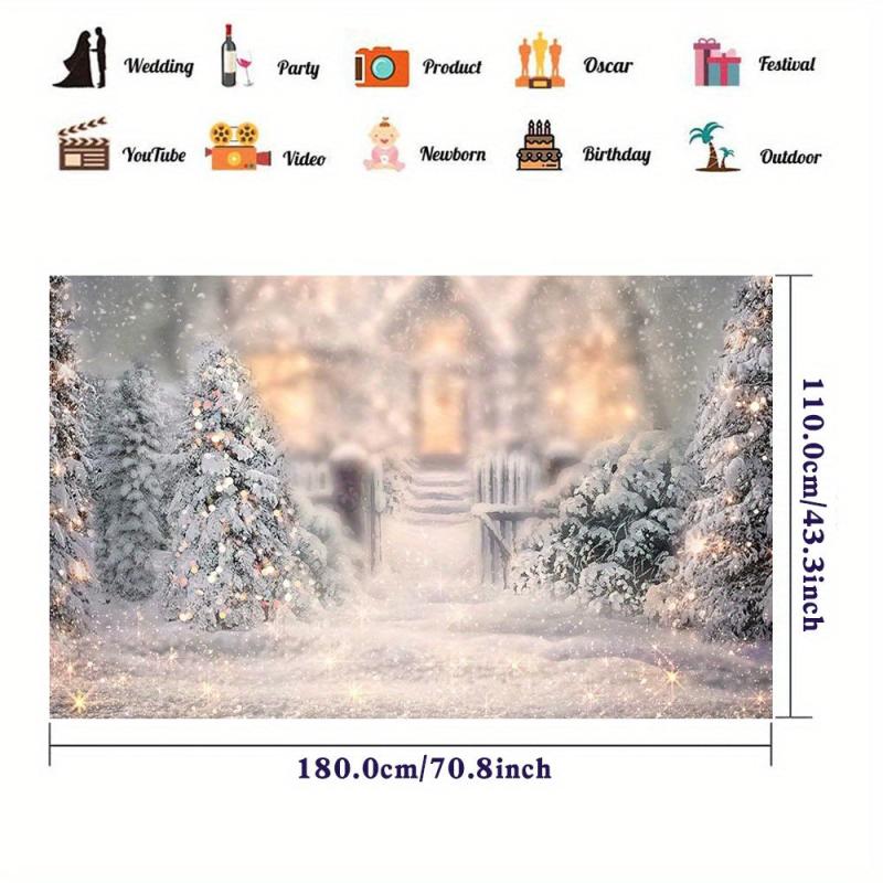 Winter Snow Christmas Tree Photography Backdrop