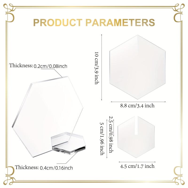 Acrylic Hexagon Place Cards Holders Set Table Number Cards Stand Centerpieces