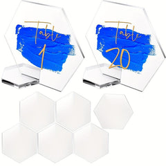 Acrylic Hexagon Place Cards Holders Set Table Number Cards Stand Centerpieces