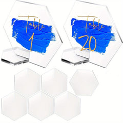 Acrylic Hexagon Place Cards Holders Set Table Number Cards Stand Centerpieces