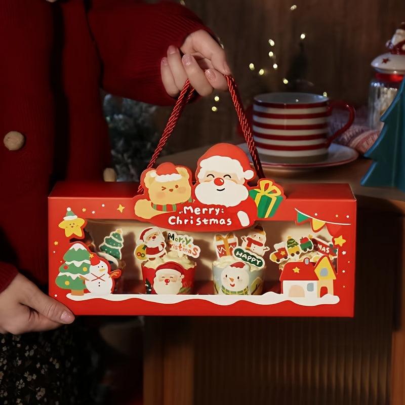 Christmas Cupcake Packing Box - Hand-held Gift Muffin Box