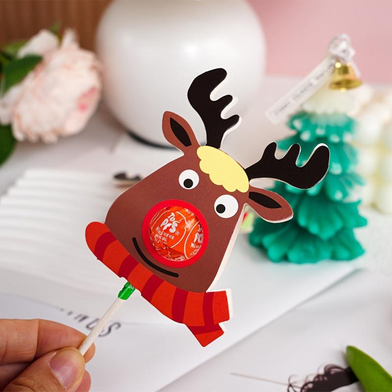 50pcs Lollipop Decoration Card Candy Packaging Elk Party Favors