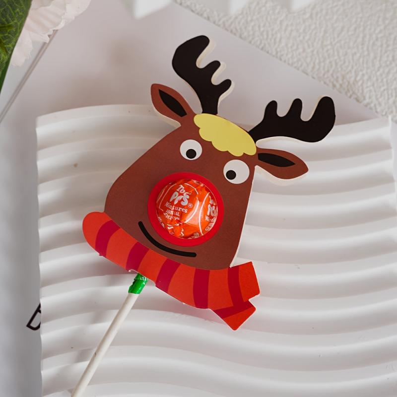 50pcs Lollipop Decoration Card Candy Packaging Elk Party Favors