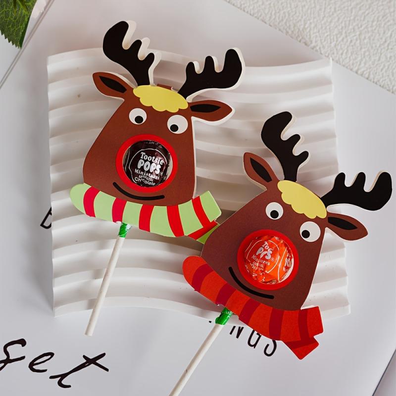 50pcs Lollipop Decoration Card Candy Packaging Elk Party Favors