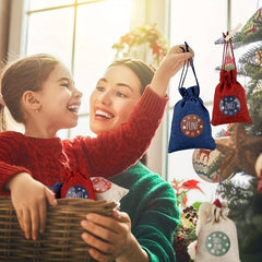 73pcs Christmas Burlap Drawstring Gift Bag Bundle Pocket Advent Calendar