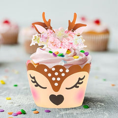 12pc Festive Deer Cupcake Decorations for Christmas Parties