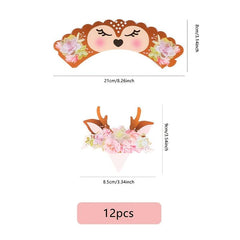 12pc Festive Deer Cupcake Decorations for Christmas Parties