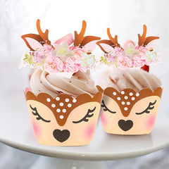12pc Festive Deer Cupcake Decorations for Christmas Parties