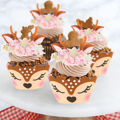 12pc Festive Deer Cupcake Decorations for Christmas Parties
