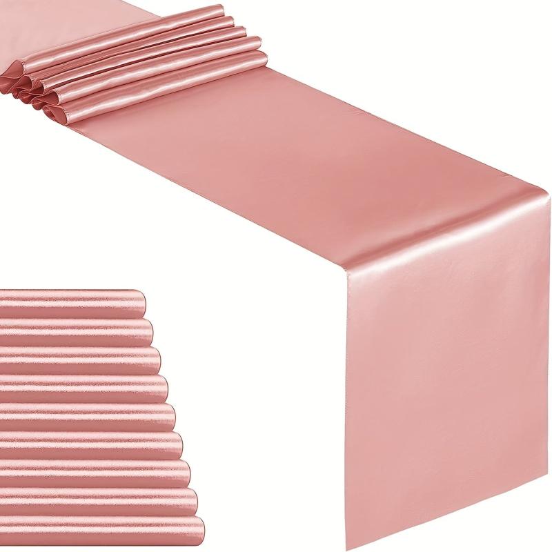 10 Pack Rose Satin Table Runners 30x274 Cm Long Silk Smooth Fabric Wedding Par